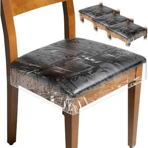 Chair Covers Clear Chair Covers Dining Chairs Seat Cover Waterproof Scratch Resistant Chairs Protector for Cushion Cat Dining Room, Fits Most 16-18 Inch, 6 Pcs