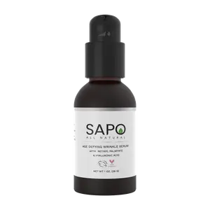 Sapo All Natural Wrinkle Age Defying Serum with Bakuchiol, Hyaluronic Acid, Peptides and Retinyl Palmitate - Anti-Aging for Fine Lines & Wrinkles