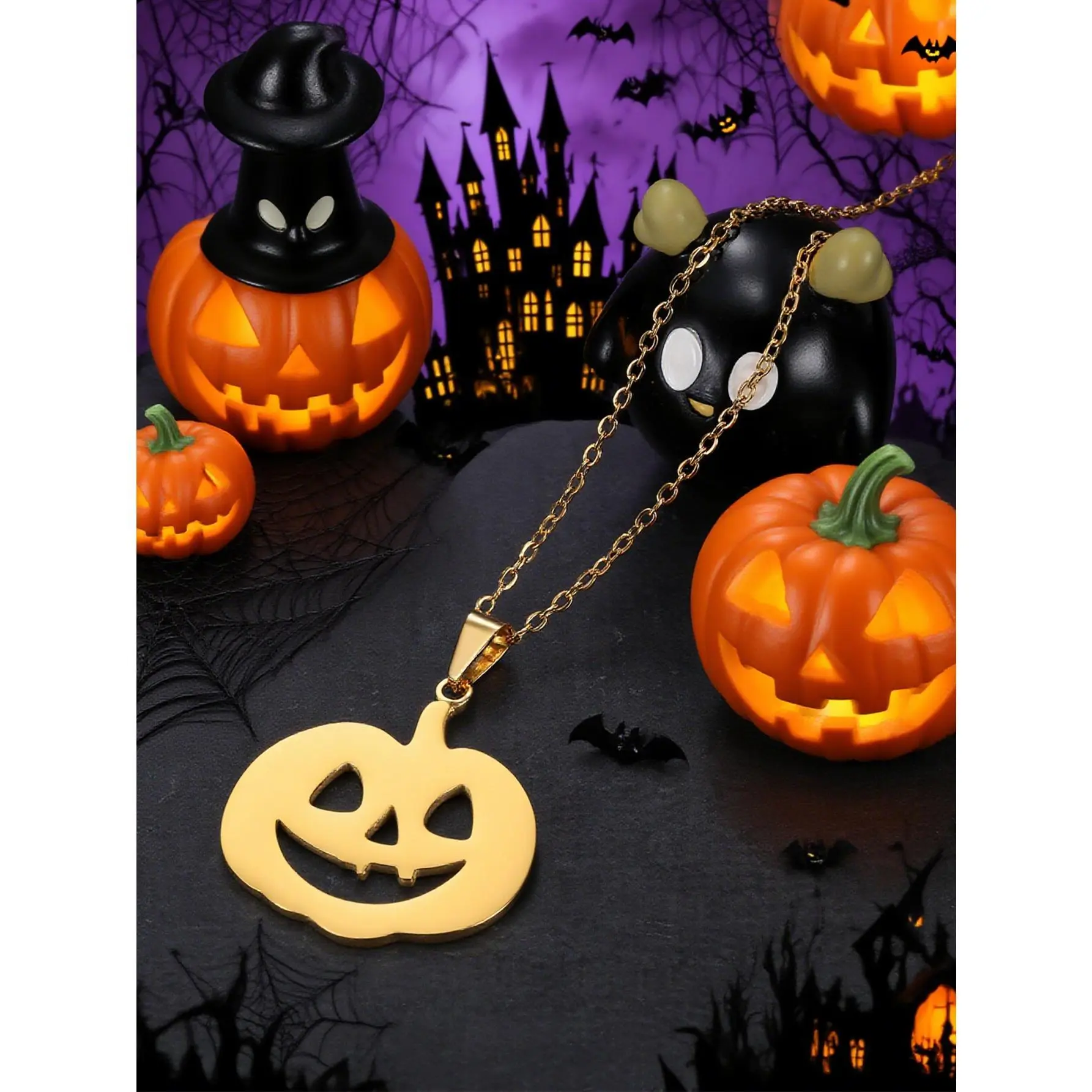 Halloween Funny Jack-o'-Lantern Necklace for Women, Festive Atmosphere Personalized Pendant, Trendy Cool Festival Outfit Accessory