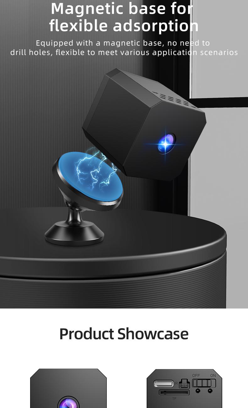 1080P Mini Magnetic WiFi Security Camera, Night Vision & Motion Detection, Remote Monitoring, Loop Recording, SD Card Support