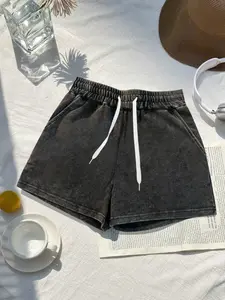 Vintage Drawstring Waist Washable Loose Gym Shorts, Fashion Enthusiast Comfortable Sport Pants, Casual Street Style Workout Shorts