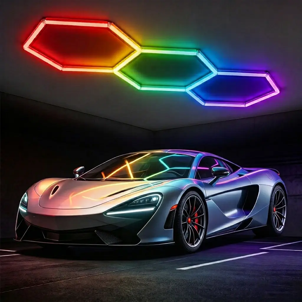 3-Grid Hexagon LED Wall Light - RGBW, Adjustable Color, Multifunction Modes, Music-Activated, App-Controlled, Gaming Room, Bedroom, Bar, Hotel Commercial Home Improvement Lighting Decoration