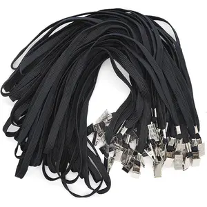 Black Lanyards 100 Pack Bulk Badge Lanyards with Clip  Flat Lanyard with Badge Lanyard Bulldog Clip