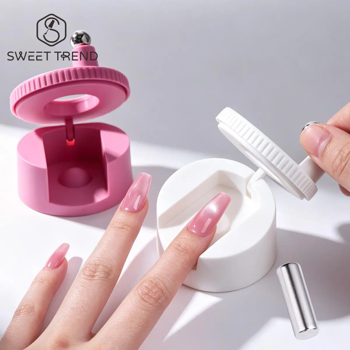 Rotating Magnetic Cat Eye Nail Tool With Cylinder Stick Multifunction Attract Light Effect Assistance Creative Manicure Supplies
