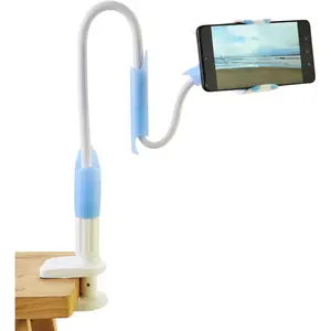 Phone Holder Gooseneck Bed Mount, Clamp Universal Lazy Mount Flexible Long Arm Bracket for 3.5~6.7", Compatible with Cell Phone 15 Pro XS Max XR X 8 7 Plus S24 S23 A34 Stand for Bedroom Desk Cellphone Smartphone