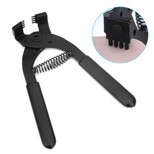 Leather Punch Tool Silent Pliers - 4mm 4-Tooth Handheld Leather Hole Punch Pliers,DIY Leather Craft Hole Punch Stitching Hand Pliers,Sewing Accessory
