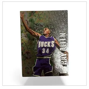 Fleer Ray Allen Bucks Trading Card Silver and Purple RC Mint Condition Metal Collectible Sports Memorabilia