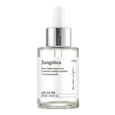Jungshea Pore Minimizer Facial Serum - Anti-Aging Brightening Serum with Dual Peptides, Vitamin C, Niacinamide, PHA - Hydrates, Smoothes, Restores, Reduces Redness & Blemishes - For Acne-Prone Sensitive Skin - 1.01 fl oz (30ml)