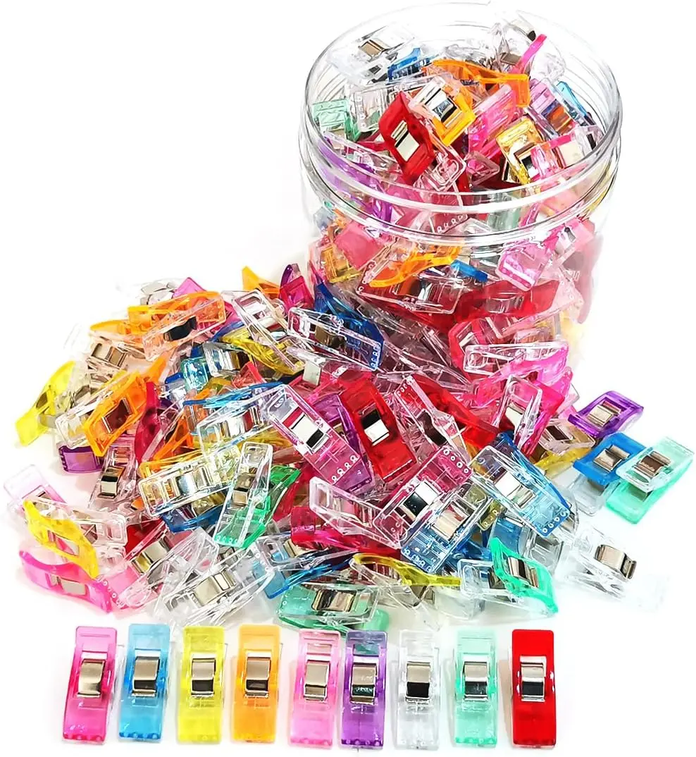 wonder clips Multipurpose Sewing Clips, 100 Pcs Premium Plastic Fabric Clips Supplies, Perfect Alternative Sewing and Quilting Pins, Fit Any Chip,