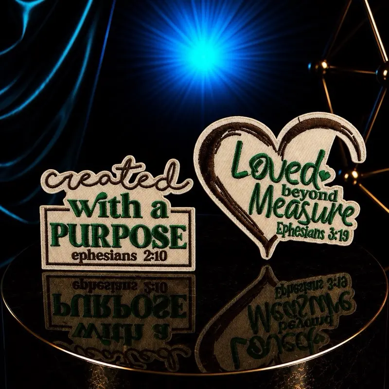 "Know Your Purpose" Iron-On Garment Patches, 2-Piece Set, Clothing Decor Fabric Appliqué Sewing Accessory, Two Piece Set