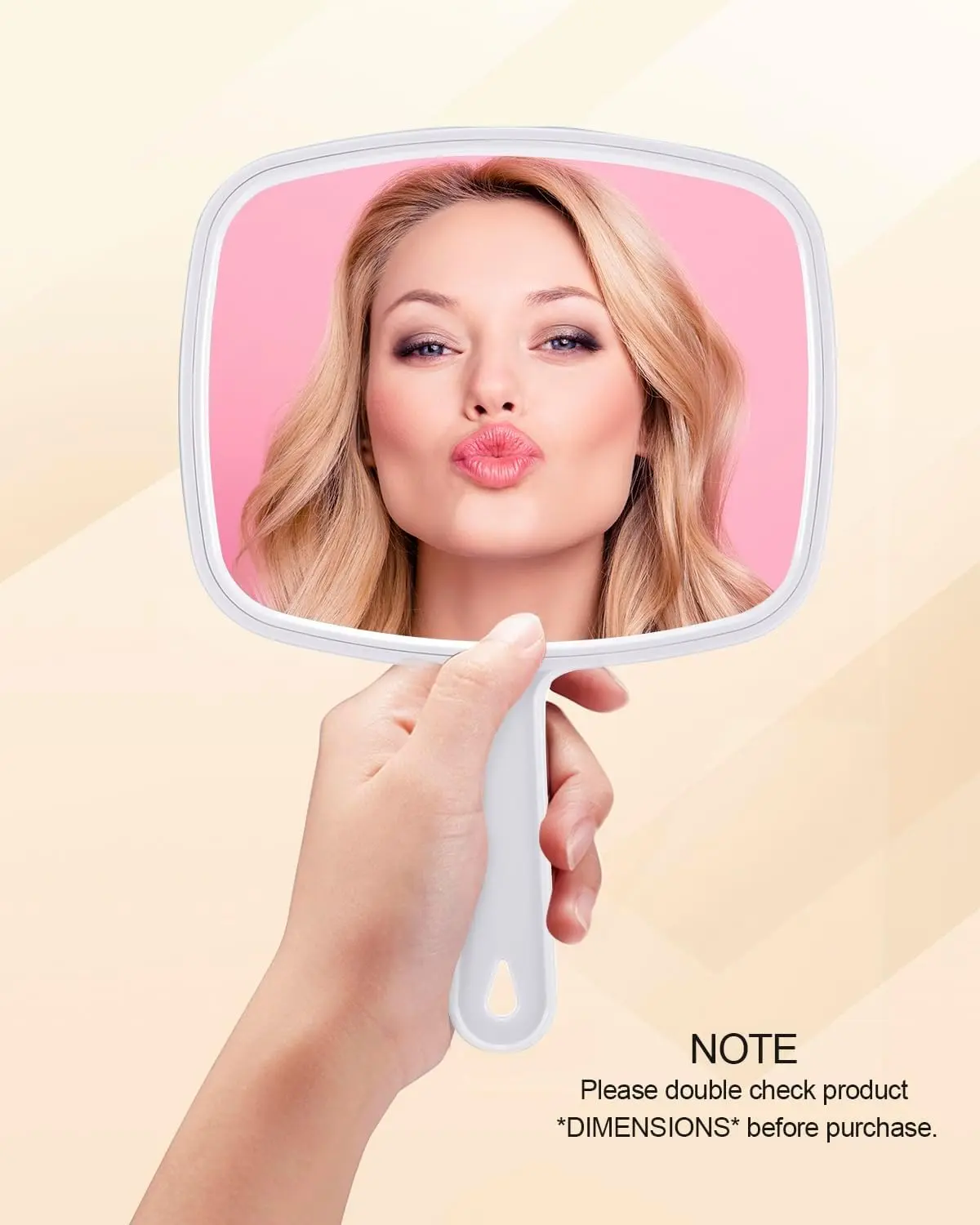 Gladmart 10.3" L x 7.4" W Hand Mirror for Home and Barber, White | Handheld Mirror, Hanging Mirror, Barber Accessories, Hair Salon Supplies, Distortion-Free Glass, Makeup Mirror for Women Men