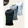 3pcs Men'S Athletic Compression Tank Tops, Sleeveless Shirts for Basketball, American-Style Training Vests Designed for Moisture-Wicking And Quick-Drying, Ideal for Sports And Outdoor Activities
