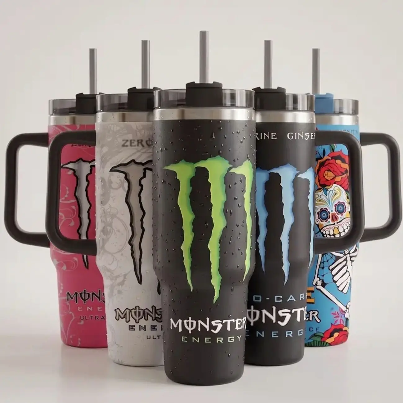 Energy Drink Flavors Inspired Tumbler Cup 40oz/30oz With Handle & Straw, Perfect For Gym Lovers & Gamers
