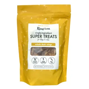 King Lou Whole Duck Wing Dental Treats for dogs, Single-Ingredient, 100% USA , All Natural, Minimally Processed, Joint Support, Natural Collagen & Glucosamine