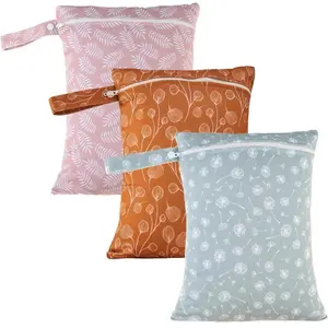 3 Set Wet Bag Storage Bag Waterproof Washable Travel Bags, Beach, Pool, Gym Bag for Swimsuits & Wet Clothes (Dandelion)