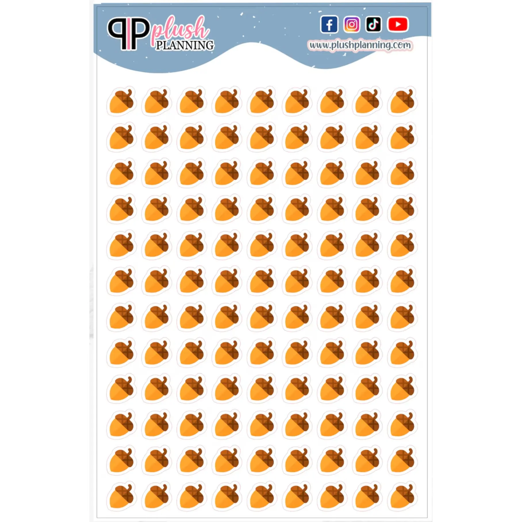 Acorn Icon Planner Stickers, Fall Acorn Icon