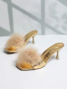 Feather Decorated Stiletto Sandals, Sexy Style, Perfect for Parties and Dates, Focus Piece for Special Occasions