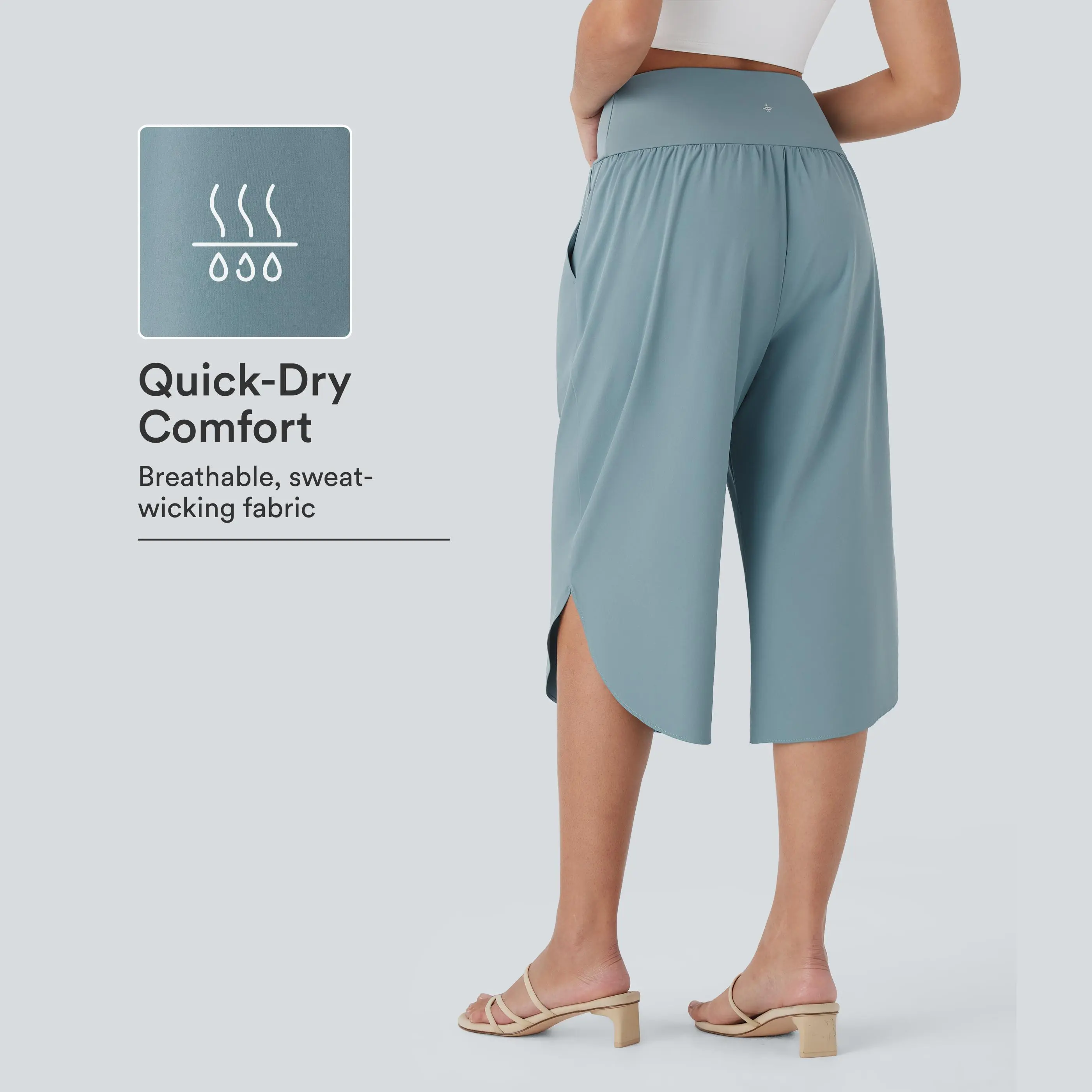 Halara Breezeful™ High Waisted Crossover Side Pocket Split Quick Dry Capri Resort Pants