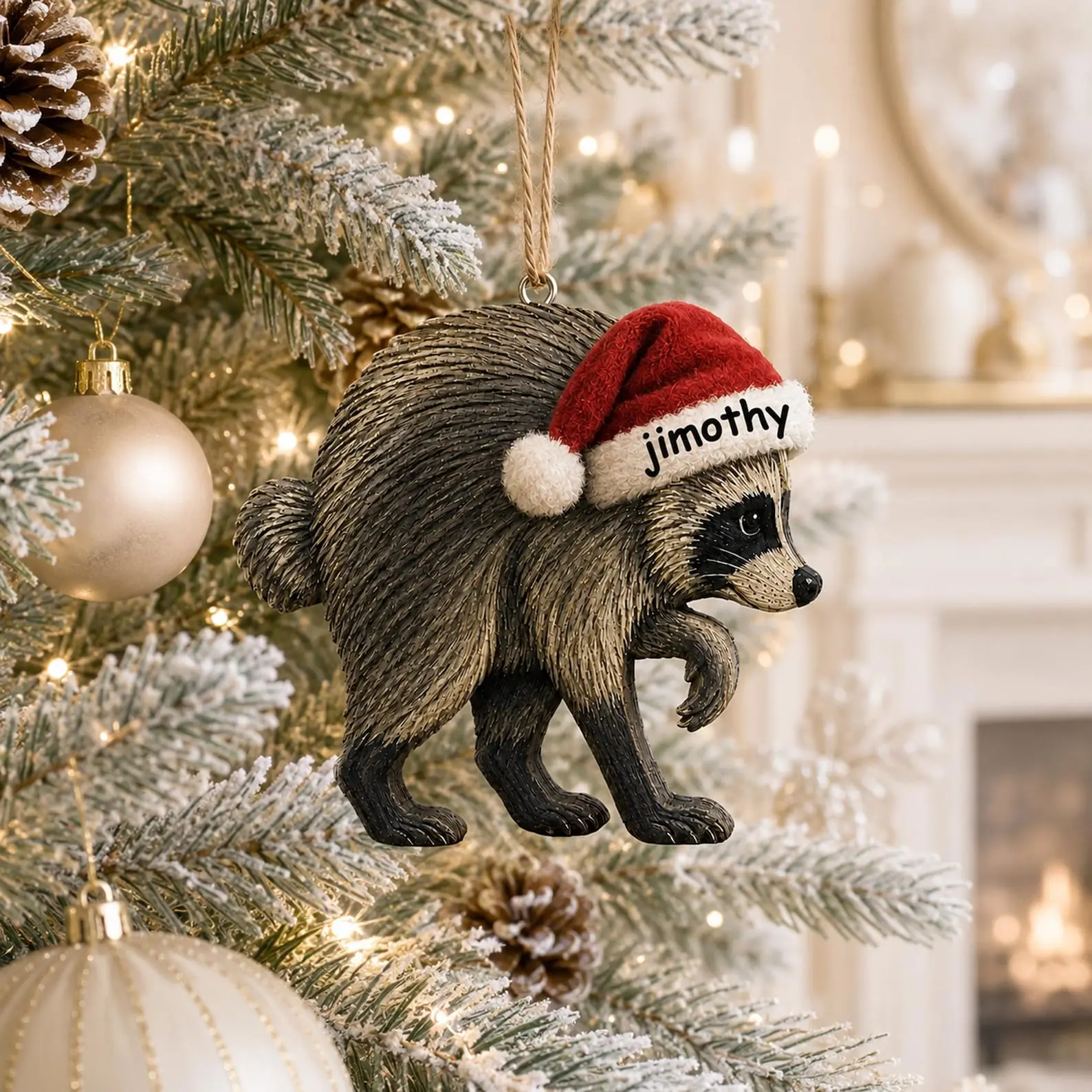 Jimothy Wooden Ornament, Viral Seattle Raccoon Christmas Decor, Funny Secret Santa Gift, Jimothy the Raccoon Keepsake