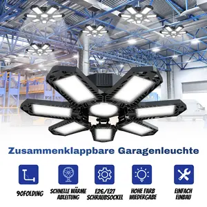 Super Bright LEDs Deformable LED Garage Ceiling Light, Adjustable Screw-in E26-E27 Bulb Socket, Warehouse Shop Light