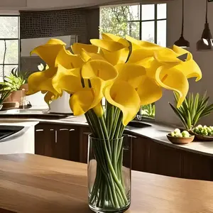 12 realistic artificial calla lily bouquets, 13.78 inches, made of PU material, suitable for fall weddings and engagements, Christmas, Halloween, Easter, Thanksgiving, home décor, tabletop displays, Decorative Flower Arrangement