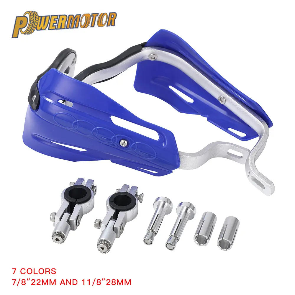 Universal Metal Motorcycle Handguards - Motocross Accessories, Wind Deflector Hand Protectors for Dirt Bike, ATV with 22mm-28mm Blue Handlebar