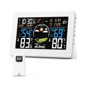 Weather Station  Indoor Outdoor Thermometer, 7.5" VA Display with Remote Sensor,  Weather Station with Weather Forecast, Temperature, Humidity, Atomic Clock, White