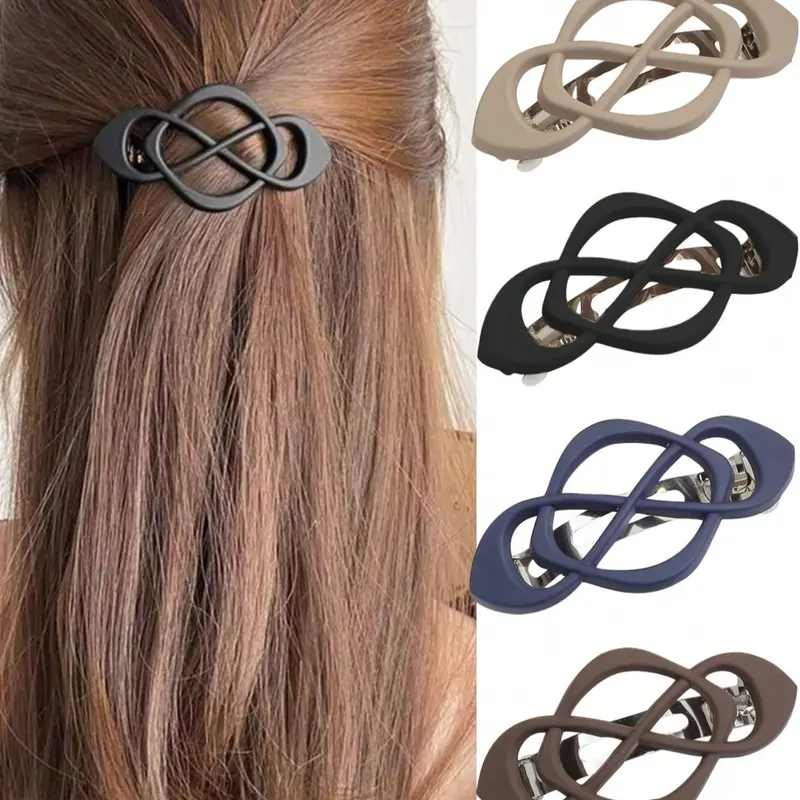 4pcs Stylish Hair Barrettes for Women & Girls, 4-Pack French Style Clips for Thick/thin/long/short Hair, Vintage Design Accessory Set Updo, Flat Hair Clips, Decorative Hair Clips, Acrylic Clips, Hairclips