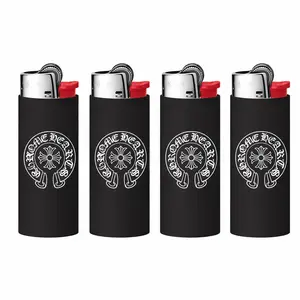 (NO BUTANE) Bic x Chrome full size lighters - Special Custom Chrome Blacked Out Full lighters - 4 packs set