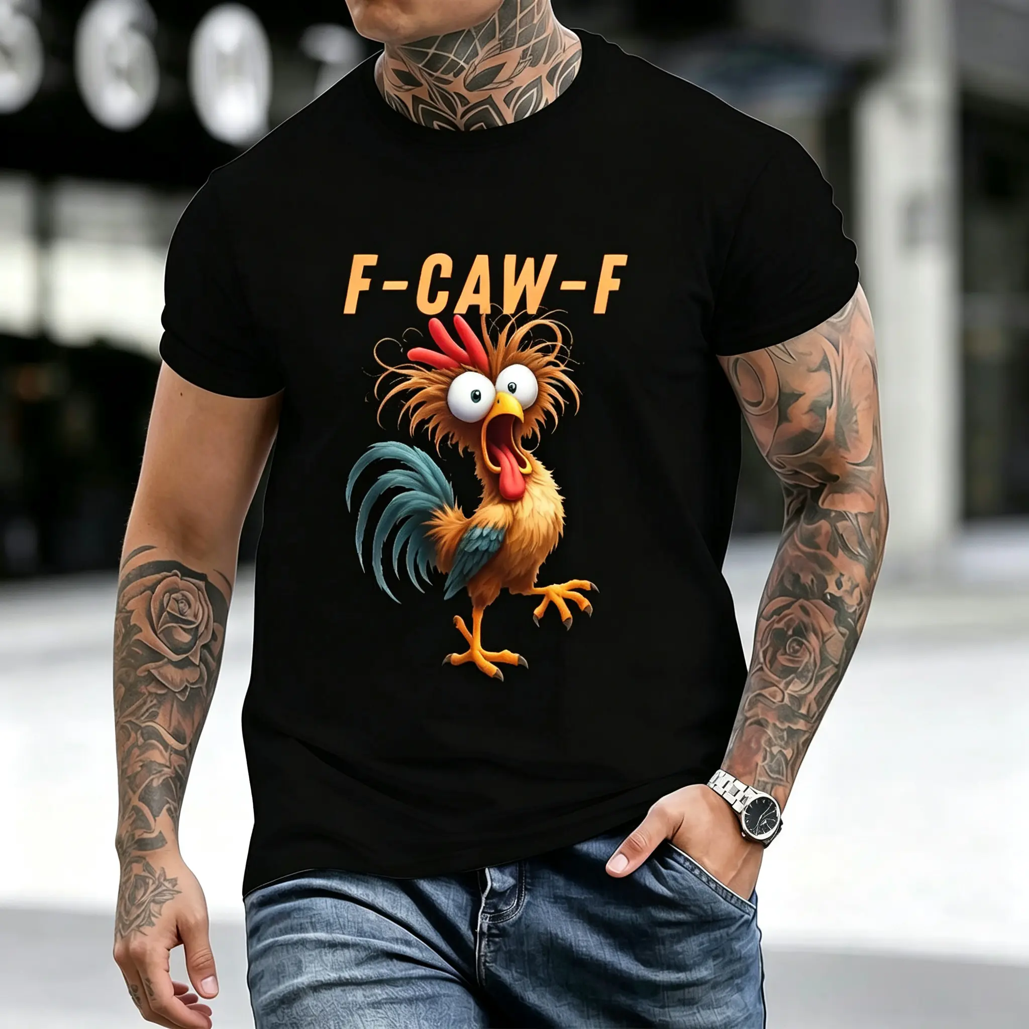 Crazy Roose Funny Crow Chicken Humor Tee T-Shirt