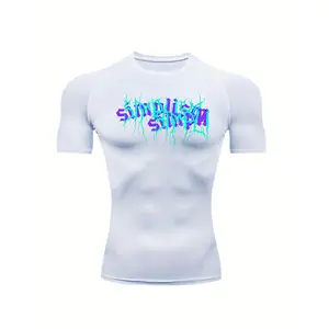 Male Short-Sleeve Compression Shirt - Quick-Dry, Moisture-Wicking Sports Fitness Base Layer Top with Slim Shaping for Running, Gym Training, Compression Shirts,summervibes