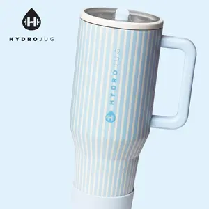 HydroJug Cape COD - 40 oz Water Bottle with Handle & Flip Straw - Fits in Cup Holder, Leak Resistant Tumbler-Reusable Insulated Stainless Steel & Rubber Base - Gifts for Women & Men