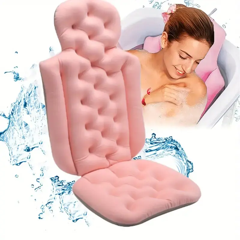 1pc Full Body Bath Pillow - Tub Pillow with Headrest for Neck & Back Support - Portable, Comfortable & Breathable Spa Pillow with Non-Slip Design - Easy-Clean, Quick-Dry & Durable