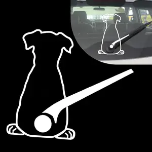 Cute Dog Wagging Tail Car Rear Wiper Windshield Decal, Waterproof Vinyl Cartoon Funny Dog Moving Tail Sticker for Car Rear Wipers Windshield Window Decoration (B)