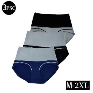 Women's High Waist Triangular Underwear 3-Pack, Contrast Color Design, Warm Fall Winter Panties, Simple Comfortable Briefs