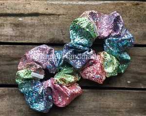 Handmade Extra Large Holographic Sparkle & Rainbow Hair Scrunchie | XL, oversized, hair accessories, pony tail holder