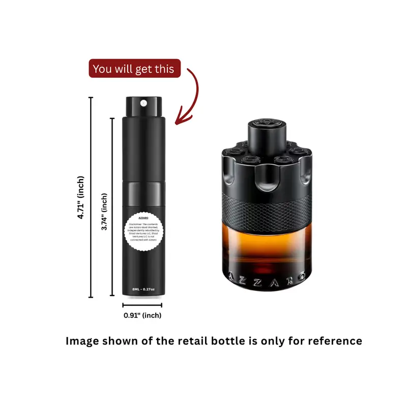 Azzaro The Most Wanted Parfum (Brown) - Men's Wood-Scented 8ml/0.27oz 100% Original Authentic Decanted Perfume Spray, Single Item