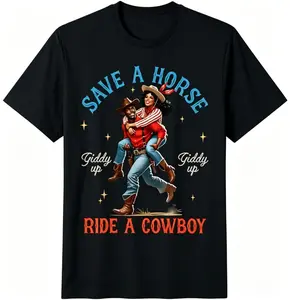 Funny Western Cowboy T-shirt, vintage rodeo country shirt, unisex summer crew neck cotton top, casual streetwear outfit, trendy Y2K aesthetic tee, gift for men and women
