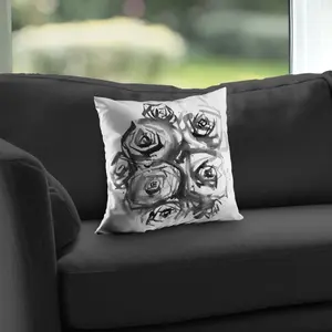 360 Stand 14x14 in. Durable Poly Twill Throw Pillow Insert, Decorative Modern Art Floral Rose Motif, Set of 1 (C1PT1414999GN5), Poly Twill Fabric
