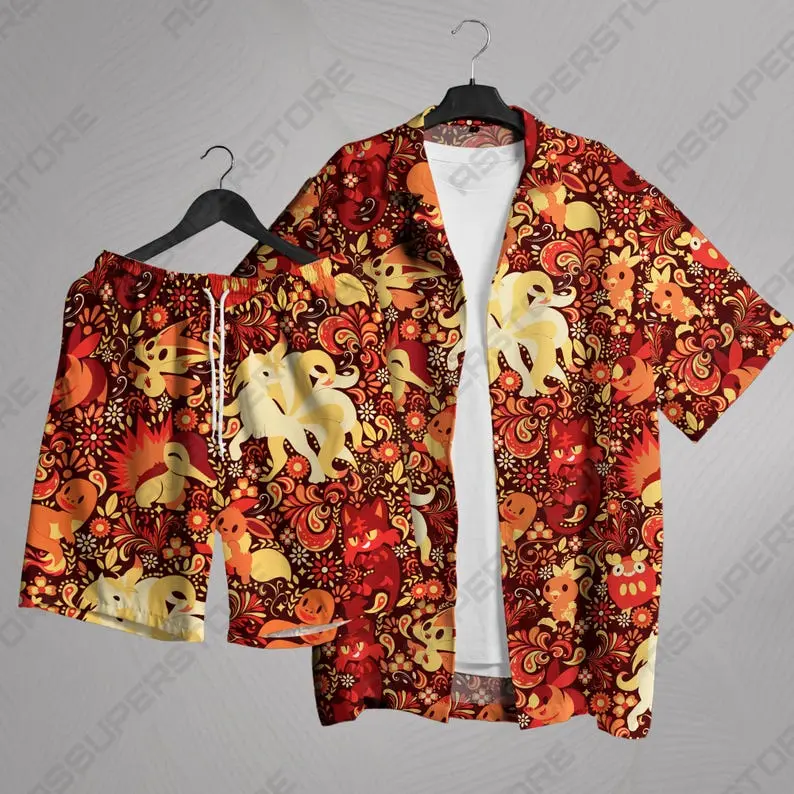 Ninetales PKM poke Set Hawaiian Shirt mon For All Ages Tropical Button Up Shirt Unisex Summer Outfit Cute Beach Shorts  Retro Pattern Shirt Gifts Limited Drop 2026 – Cute Anime Hawaiian Shirt (Summer Exclusive)