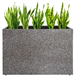 Metal Planter Box Rectangular Planter, 35.5" Lx 10" Wx 28" H Terrazzo Pink Large Planters with Drainage Holes, Galvanized Steel Tall Planters for Patio/Porch