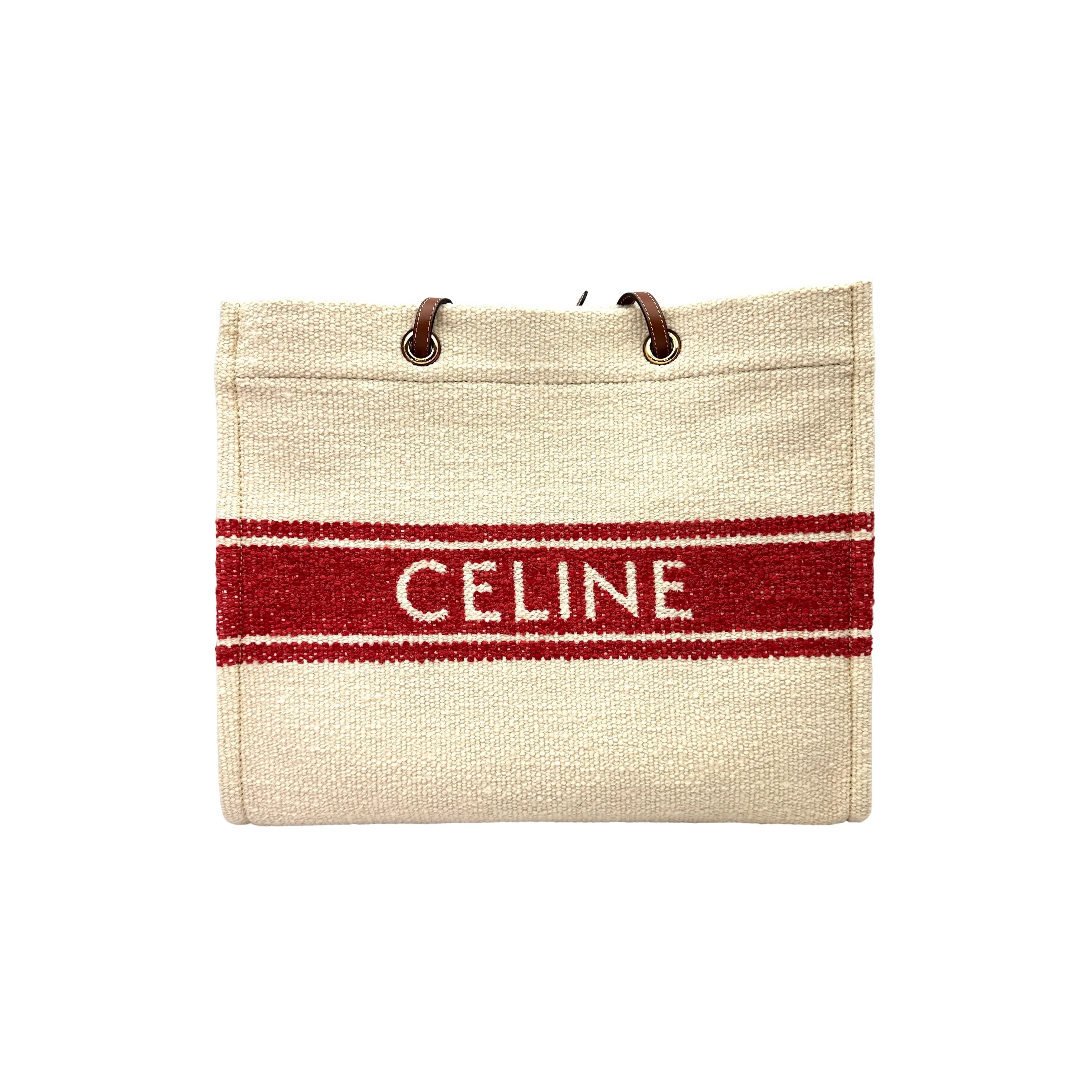 Pre-owned Celine Textile Tote Bags Cabas Plein Soleil Stripe Tote Bag CE186