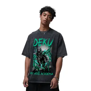 My Hero Academia T-Shirt  deku Anime Front print Graphic Tee, Vintage Washed Oversized Shirt, Acid Wash Soft Cotton Streetwear Top, Unisex Casual Clothes, Gift for Anime Fans, MHA Merch