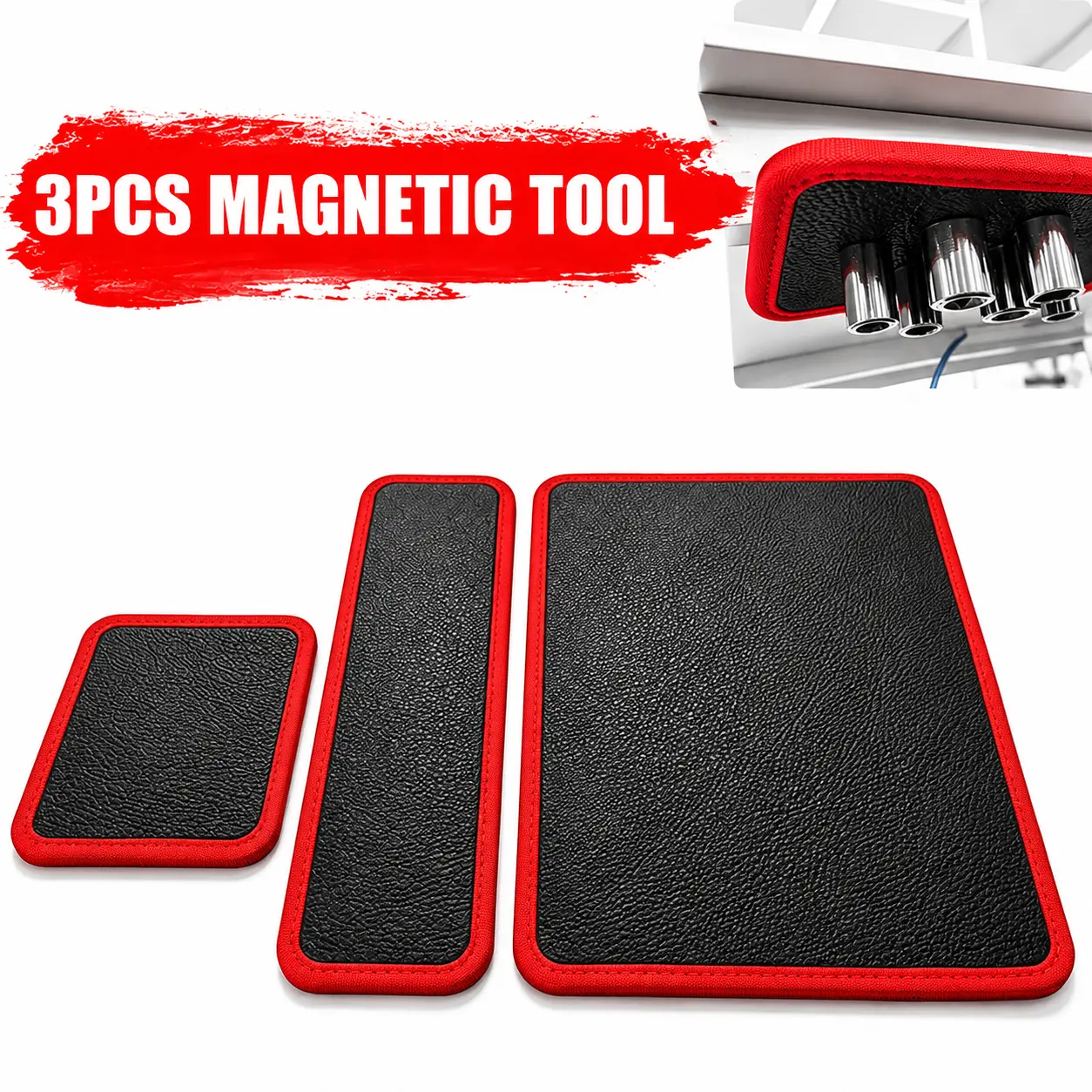 3-Pieces Mechanic Tool Storage Organiser Kit - Magnetic Pads, Flexible Picking Trays, Efficient Management, Anti-Slip Organizer Tool Holder for Automotive Repair