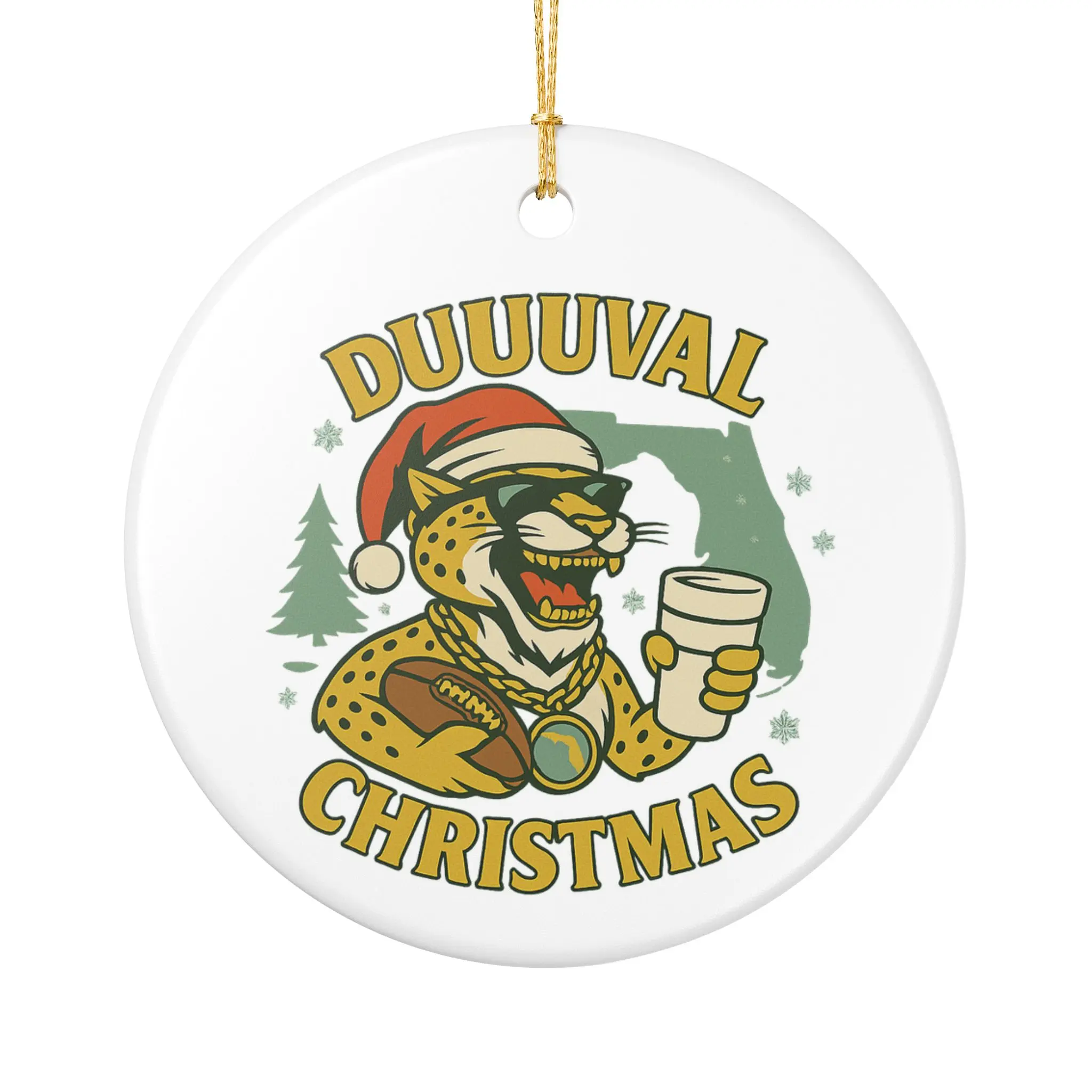 Jacksonville Christmas Ornament - DUUUVAL Jaguar Holiday Decor | Funny Florida Ornament | Football Tree Gift | Jax Gag Gift