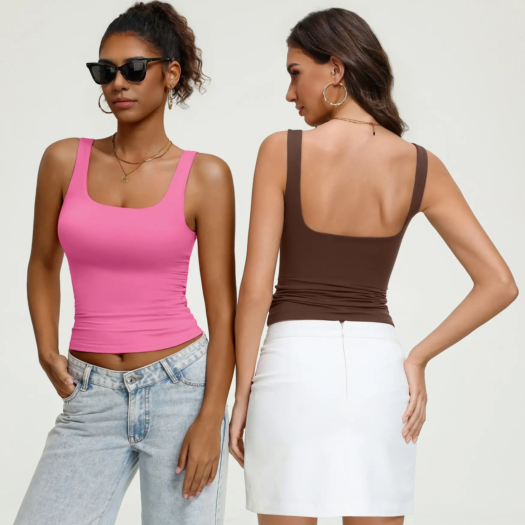 Avidlove Women's Square Neck Tank Tops Sexy Backless Double Lined Slim Fit Summer Going Out 2026 Trendy
