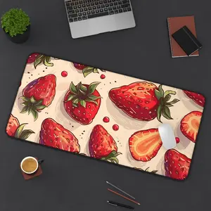Strawberry Pastel Deskmat | Cute Kawaii Gaming Mousepad | Aesthetic Office Mat | Non-Slip Durable Large  PC Gamers | Sweet Desk Decor Gift