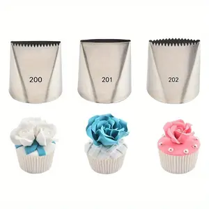 3pcs/set Stainless Steel Piping Nozzle for Baking DIY Tools, Icing Piping Frosting Tips, Large, for Cake Buttercream Decorating, XL Stainless Steel Reusable, Speed Up Working on Large Surface