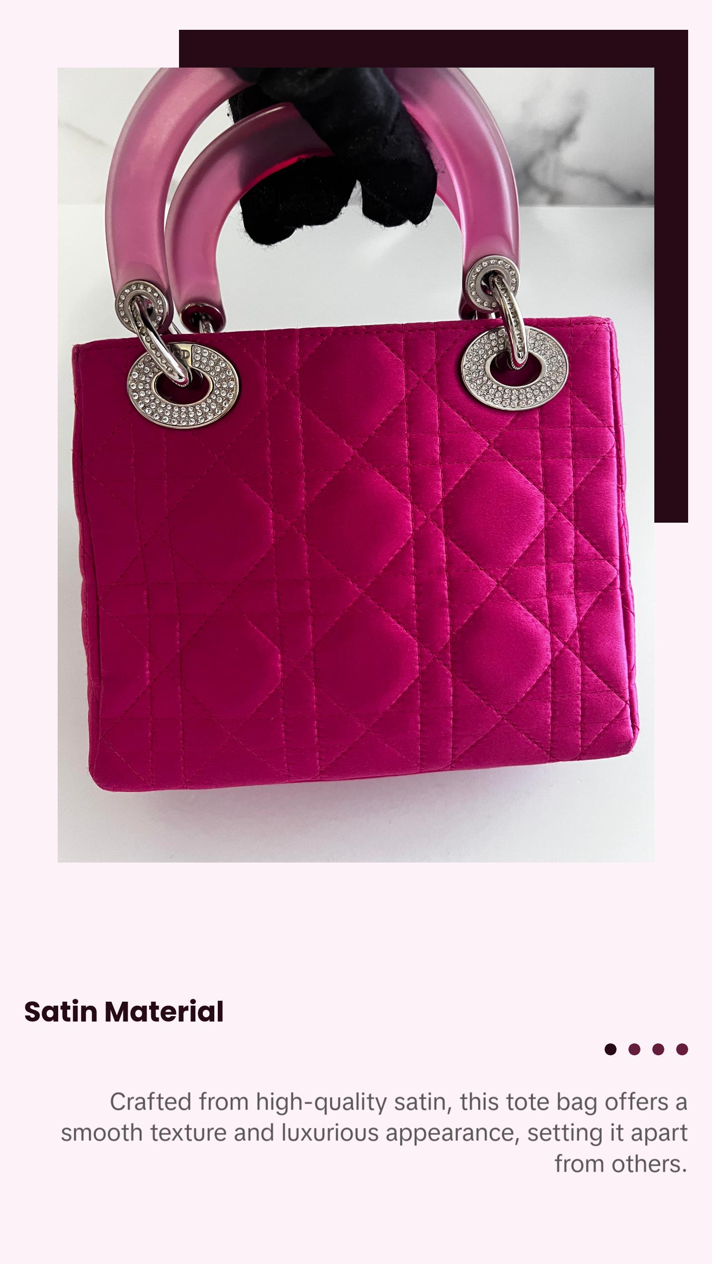 Pre-owned Dior Satin Tote Bags Pink Mini Tote Bag Very Good Condition with Minor Wear