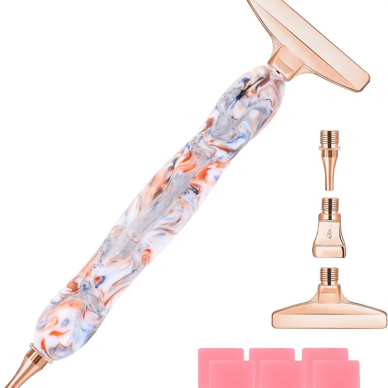 Diamond Painting Pen with Screw Thread Tips,1PCS Diamond Art Pen and 3 PCS Rose Gold Stainless Steel Metal Tips,Diamond Painting Tools for DIY Diamond Art